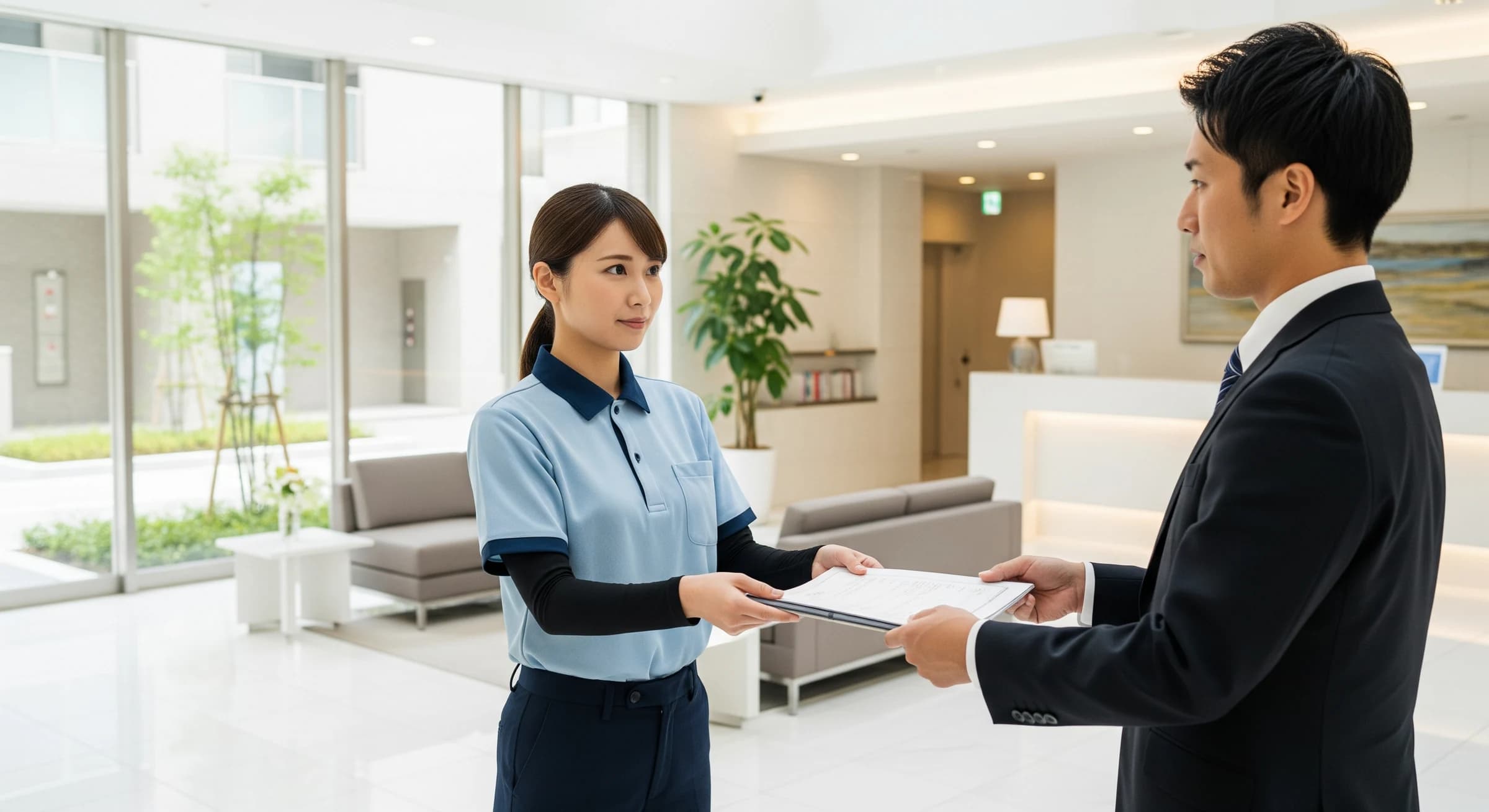 退去後の空室を清掃するスタッフ
